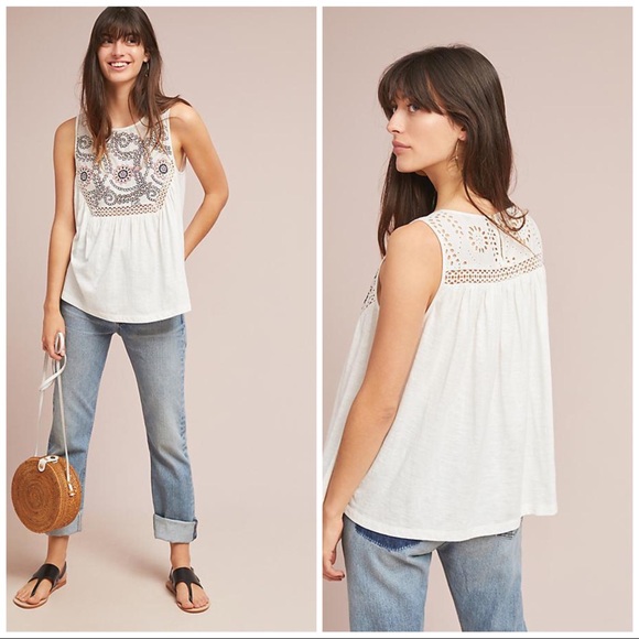 Anthropologie Tops - 💥50% OFF💥Anthropologie Garden Eyelet Tank Top